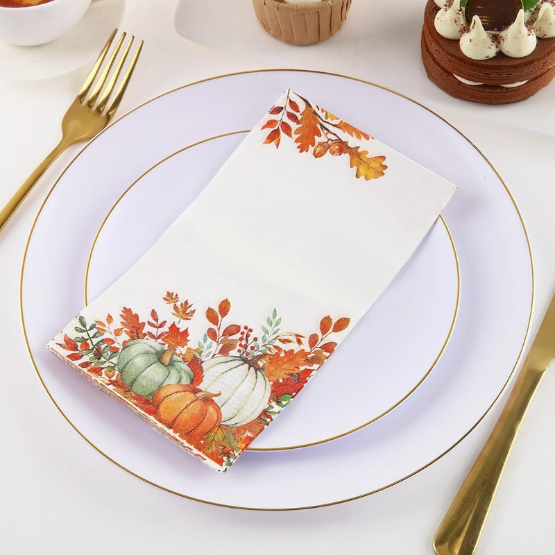 Tamone 100PCS 3-Ply Thanksgiving Napkins - Pumpkin Paper Napkins - Thanksgiving Disposable Napkins - Premium Quality Dinner Napkins Soft and Absorbent - Image 5